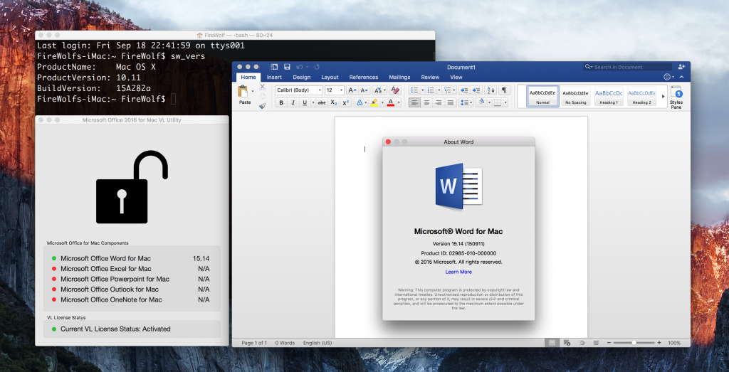 office 2016 for mac with vl license